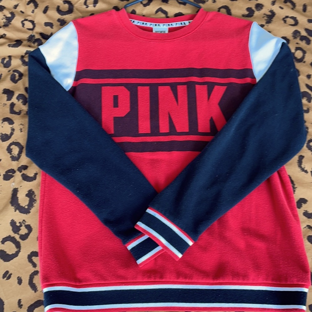 -PINK- red white and black sweater